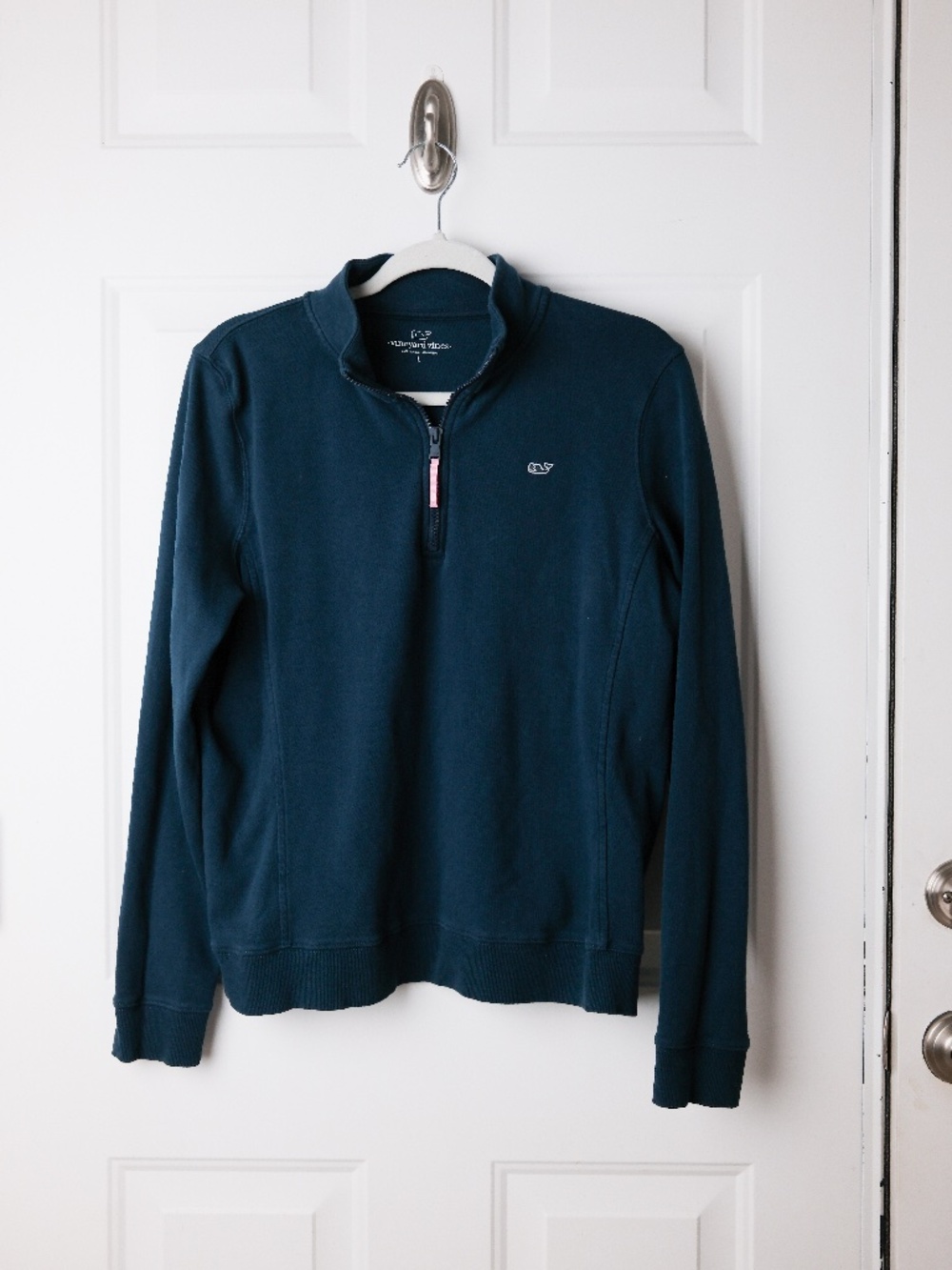Vineyard Vines Womens Navy Blue 1/4 Zip Shep Shirt Pullover Sweatshirt Top Large